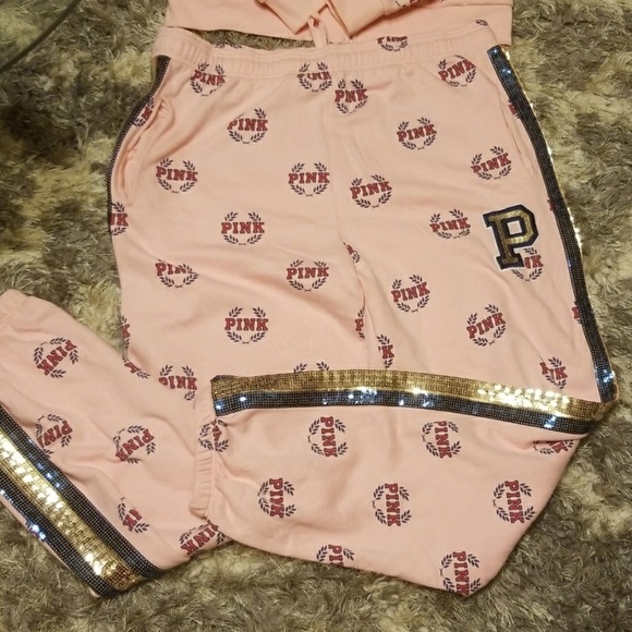 Large VS Pink Bling hoodie and jogger set - Picture 3 of 4
